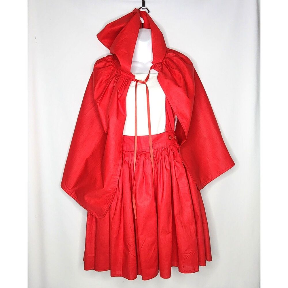 Handmade Little Red Riding Hood Jumper Skirt & Cape Costume Set Sz 7